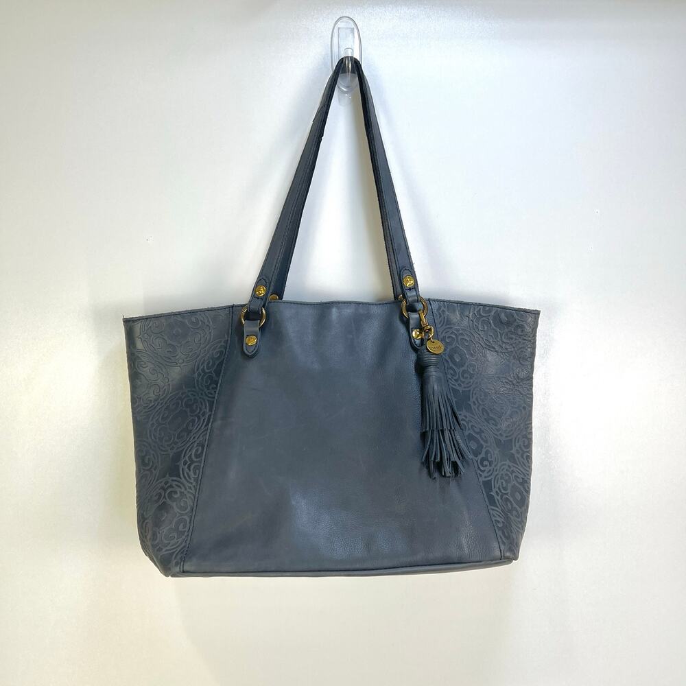 The Sak Collective Sienna Leather Shopper Blue Tooled Tote Bag